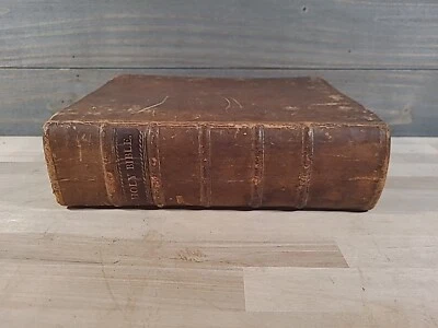 1814 HOLY BIBLE antique COLLINS AND CO rare EARLY AMERICAN leather ILLUSTRATED - Image 1 of 4