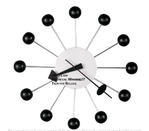 George Nelson Design Round White And Black Wooden Balls Vitra Clock - Picture 1 of 1