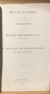 1865 The Navy In Congress - Grimes, Doolittle, Nye, Etc. Civil War Speeches - Picture 1 of 9