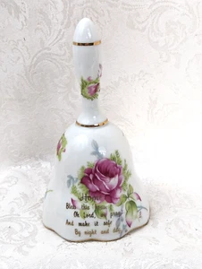 Hand Painted Kelvin China Floral Porcelain White Bell 5 1/2 inches. - Picture 1 of 6