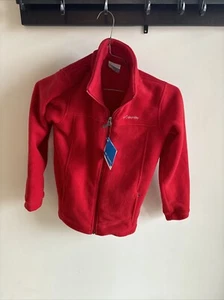 Columbia Sweater Boys Medium Red Full Zip Lightweight Fleece Jacket Outdoors - Picture 1 of 2