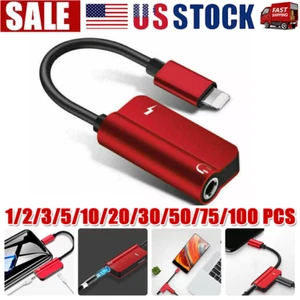 3.5mm Headphone Jack AUX Splitter Adapter and Charger For iPhone 12 11 XS X LOT - Picture 1 of 13