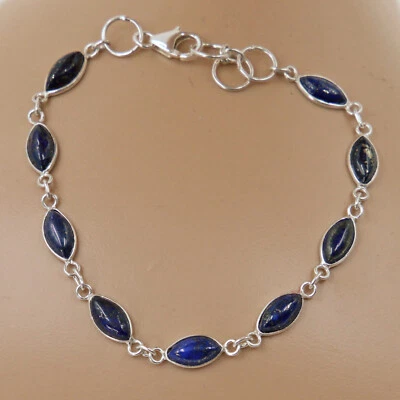 Lapislazuli  Armband Silber 925 Sterlingsilber Tennisarmband Armkette Damen t - Bild 1 von 4