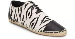 Cynthia Vincent Fatima Calf Hair Espadrille Oxfords, Black/White, Size 9 $175 - Picture 1 of 8