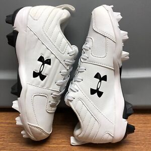 Under Armour Boys 2 Cleats Athletic Shoes Spikes Baseball Swoosh White New