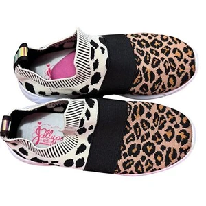 Jellypop Mixed Animal Leopard Print Slip-On Sneakers Girls 2M Stretch Knit - Picture 1 of 6