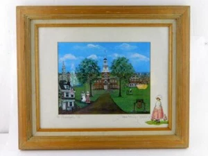 Estampado artístico firmado con buenos recuerdos de Filadelfia 4/500 94 acuarela niña en muy buena condición - Imagen 1 de 12