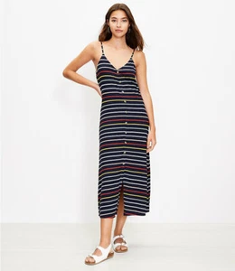 Loft navy striped button maxi dress, size XL - Picture 1 of 2