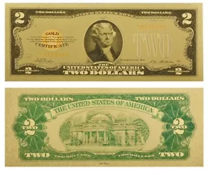 USA BANKNOTE P-378 $2 GOLD CERTIFICATE TWO US DOLLARS 1928 GOLD FOIL NEW MINT - Picture 1 of 1