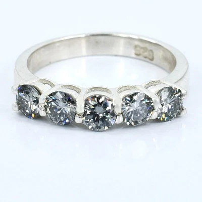 Anillo Banda Promesa Diamante Gris Certificado 1.50 Ct, Plata 925 - Sin Tarifas. Foto 1 de 4