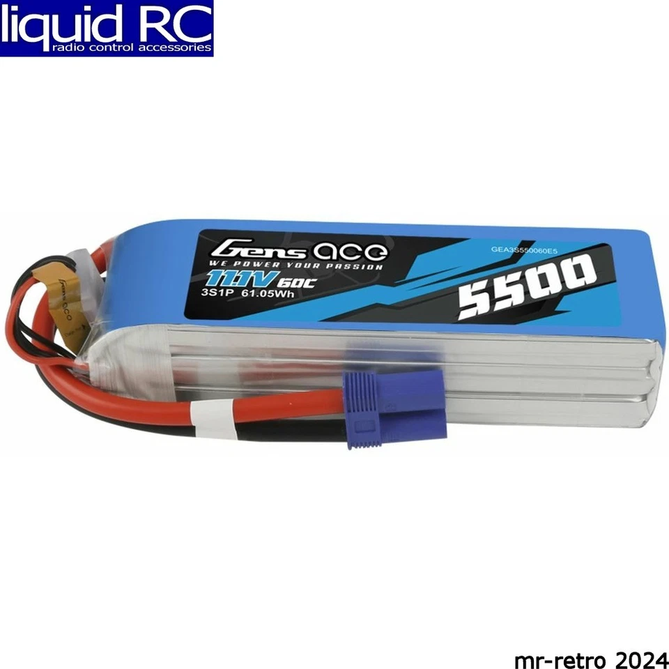 Gens Ace 3S550060E5 11.1V 5500mAh 3S 60C LiPo: EC5 - Image 1 of 1
