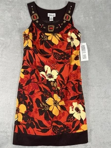 Robbie Bee Kleid Größe 6 Blumenmuster ärmellos Perlen verziert Leinenmischung Neu mit Etikett - Bild 1 von 14