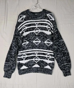 Vintage Nicolas Allen 80er 90er Geometrisches Muster Pullover Herren Große XL Abstrakt - Bild 1 von 5