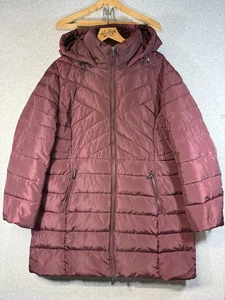 Kenneth Cole Reaction Coat Womens XL Quilted Puffer Hooded Jacket Winter Warm - Picture 1 of 13