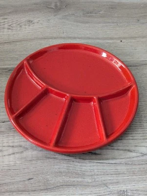 Keramik Teller, Fondue, Antipasti, Anrichte, Servierteller Neuwertig Rot - Bild 1 von 3