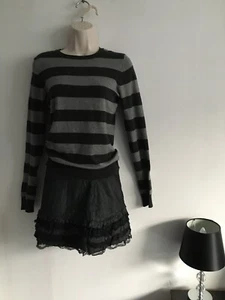 New Look 915 Generation Charcoal Black Denim Skirt Frilly Lace-Age 13 Yrs/Size 8 - Picture 1 of 12