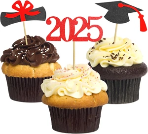 Graduation Cupcake Toppers 2025,48 PCS Graduation Decoration,Class of 2025 Food - Picture 1 of 6