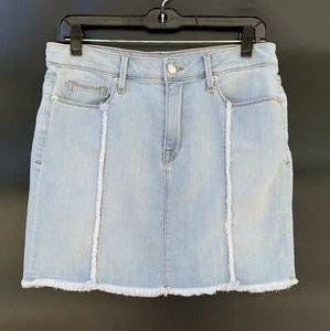 Good American Gr. 4/27 Denim Minirock Jeans Stretch ausgefranster Saum blau Reißverschluss - Bild 1 von 17