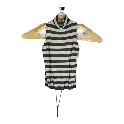 Camiseta sin mangas Eleventy Platino Marrón Gris Rayas Cachemira Pura Cuello Alto Talla S NUEVA CON ETIQUETAS Foto 1 de 4