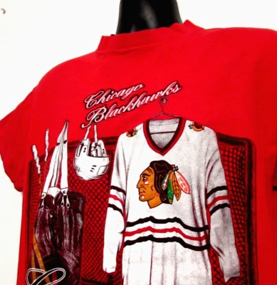Camiseta De Colección Nuez moscada L Chicago Blackhawks Roja NHL Bordada Puntada Única EE. UU. Foto 1 de 4
