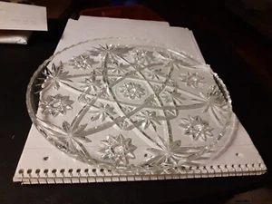 Vintage 11" Anchor Hocking Crystal Cut Glass Serving / Decorative Dish - Picture 1 of 3