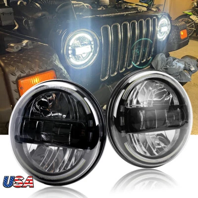 Nuevo ajuste para Jeep Wrangler LJ 1997-2006 TJ 2PC negro 7 pulgadas faros LED halo Foto 1 de 4