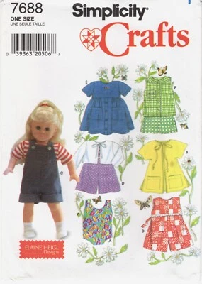 Swimsuit Romper Dress Top Shorts Jacket for 18" Dolls Simplicity Pattern 7688 - Image 1 of 2