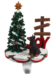 Doberman Pinscher Stocking Holder Hanger Red - Picture 1 of 1