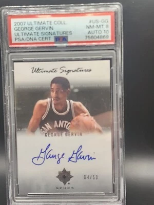 2007 George Gervin Ultimate Collection Ultimate Signatures Psa 8/10 /50 On Card - Image 1 of 2