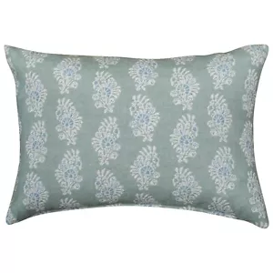 Chatsworth Boudoir Linen-Blend Cushion. Duck Egg Blue Paisley Design. 17x12" - Picture 1 of 3
