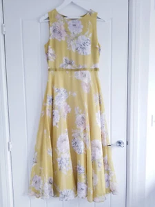 Hobbs Carly Citrine Yellow Floral Print Midi Dress Size UK 10 Party BNWOT - Picture 1 of 12