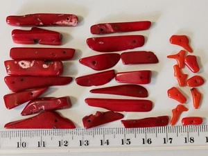 Natural Dyed Coral Gemstone Beads Morocco Red Orange With hole Various sizes - Picture 1 of 13