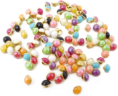 120PCS Metal Shank Pearl Buttons Half Resin Dome Cap Copper Base Single Hole But - Image 1 of 4