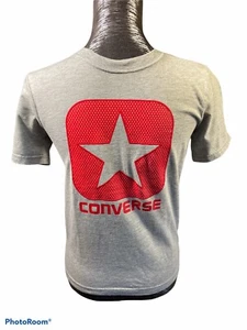 Converse All Star Boys Size M Gray Red Logo Cotton Blend Tshirt - Picture 1 of 7