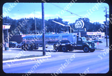 sl70  Original slide 1960's Cities Gasoline oil Station Tanker truck 467a