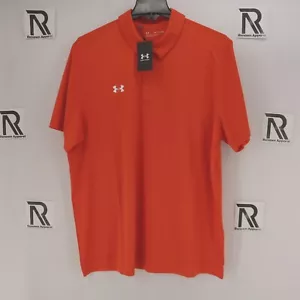 NWT Under Armour UA Loose Fit Performance Golf Polo Shirt Orange Short Sleeve - Picture 1 of 6