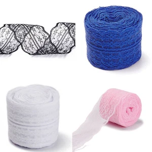 9,5 m weiße Spitze 45 mm Spitzeband Spitzeborte Lace trimm white schw Polyester  - Picture 1 of 8