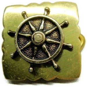 Volante marino barco tono dorado cuadrado vieira acento cinturón hebilla - Imagen 1 de 6