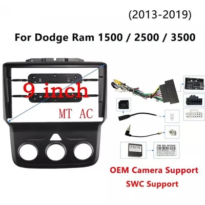 For 2013-19 DODGE RAM Car Radio Fascia Panel Trim Double 2Din Frame Cable Kit - Image 1 of 4