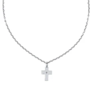 Collana Oro Bianco 18k con Croce da Uomo - Imagen 1 de 4