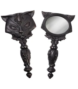 Espejo de mano gato negro alquimia gótico gato sagrado divino felino - Imagen 1 de 3