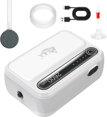 AQQA USB Aquarium Air Pump - Portable Rechargeable Aerator for Bait Bucket, 4W/6 - image 1 of 4