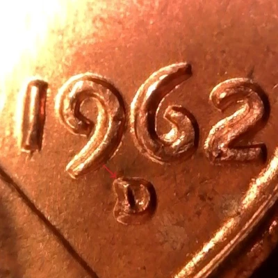 1962-D Lincoln Memorial Cent Penny - Re-punched Mintmark RPM Error Coin (e5779) - Image 1 of 3