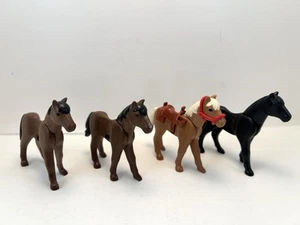 Playmobil Western Horses Lot Of 4 Saddle Black Brown Tan Cowboy Geobra - Picture 1 of 2