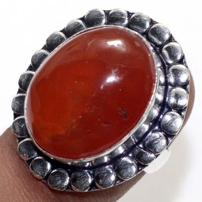 Anillo de joyería de cornalina enchapado en plata 925 hecho a mano piedras preciosas tamaño EE. UU. 6 GW Foto 1 de 3
