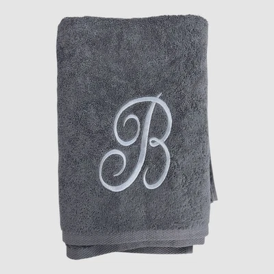 Toalla de baño Avanti Home gris monograma "B" inicial escritura granito, 27" x 52" Foto 1 de 2