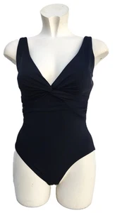 BODEN Swimsuit Twist Front S0323 Black Swimming Costume Size 10 Reg Long - Picture 1 of 17