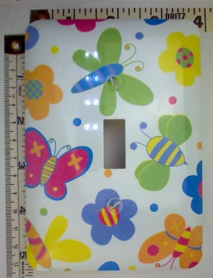 Caprichosas Mariposas Libélulas Abeja Flores Placa Interruptor Palanca Única Swtich Foto 1 de 3