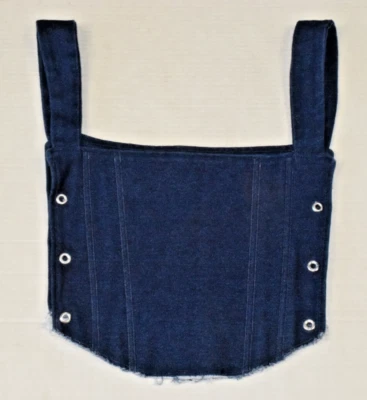 Denim Corset Top One Size 70s Blue Side Grommets Double Layer Tailored Bodice - Изображение 1 из 4
