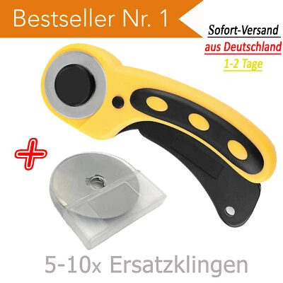 Rollschneider Ø 45mm Rollmesser Cutter Stoffschneider Rundmesser + Ersatzklingen - Bild 1 von 4